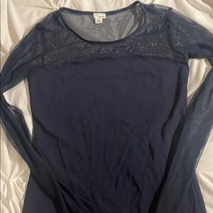 Navy blue long sleeve with sheer sleeves